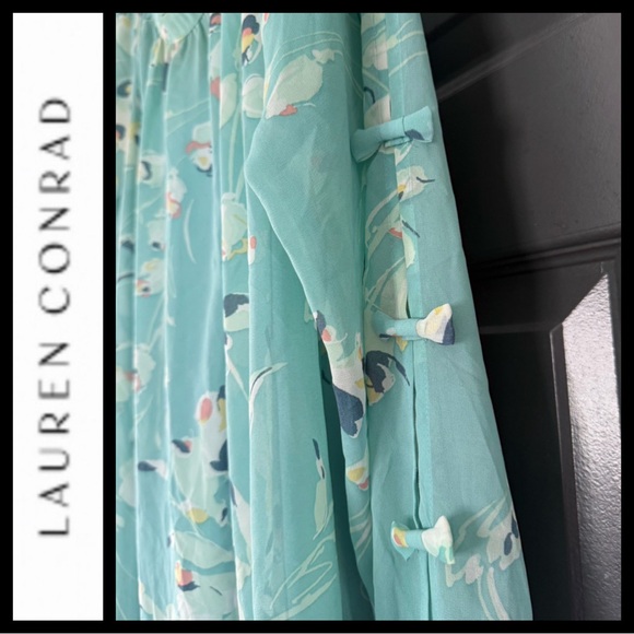 LC Lauren Conrad Women's Floral Bow Sleeve Blouse - Picture 3 of 5